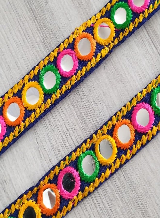 PREMDAS LACES Premdas lace Multicolor Banjara Trims, Embroidery Multicolor Banjara Sewing lace, for Junk journals, Scrapbooking,Art Craft Project,Thread Work Sari Trim Multicolour 9mter (Blue) - Image 5